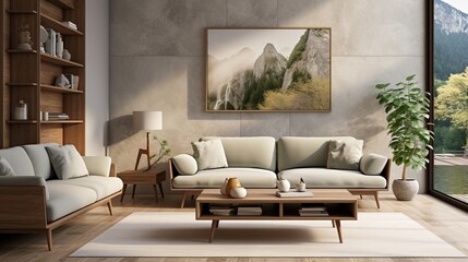 A modern living room featuring a sofa