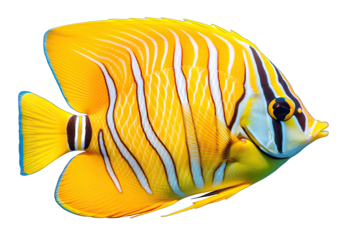Beautiful Yellow Butterfly Fish On Transparent Background