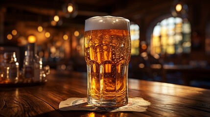 A pint of beer served in a glass - obrazy, fototapety, plakaty