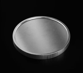 Silver Coin, Mockup Template, Banking Concept, Cryptocurrency, 3d Rendered isolated on Black background.