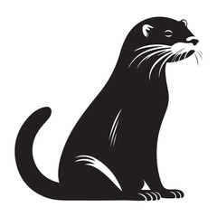 A black Silhouette otter animal vactor
