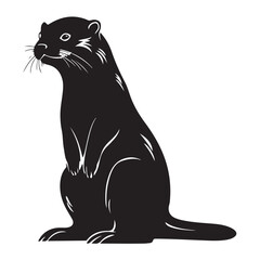 A black Silhouette otter animal vactor
