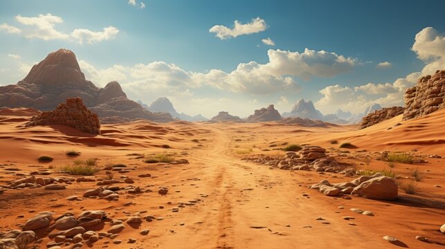 A hot and dusty path through a sandy desert
