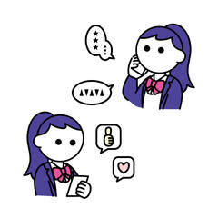スマホを使う女子学生セット