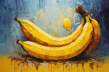 palette knife textured painting banana - obrazy, fototapety, plakaty