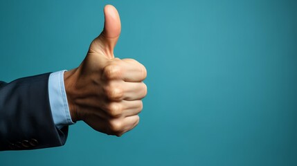 A person making a thumbs-up gesture against
