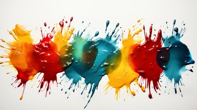 Colorful handprints on a white background