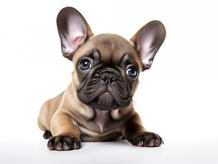 Fototapeta premium Close-up portrait of a purebred French bulldog puppy. Isolated on a white background.
