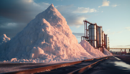 Recreation of a salt mountain together a factory. Artificial Intelligence	