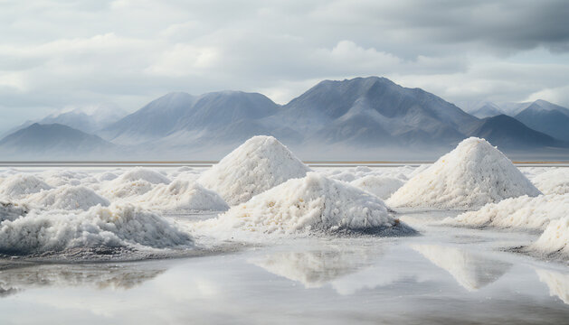 Recreation of salt mountains in salinas