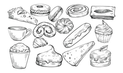 french dessert handdrawn collection