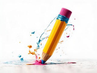 Creative 3D pencil with paint splash