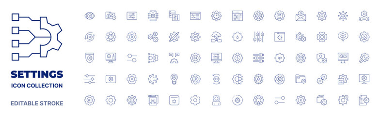 Settings icon collection. Thin line icon. Editable stroke. Editable stroke. Settings icons for web and mobile app.