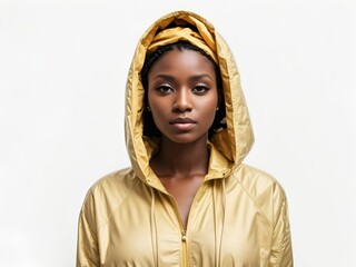 handsome young black woman, on a white background
