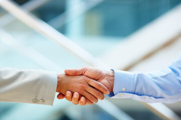 Corporate people, shaking hands and meeting agreement, partnership and introduction for legal deal...