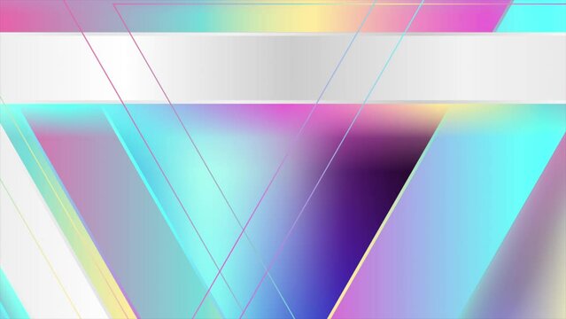 Holographic triangles geometric abstract tech background. Seamless looping colorful motion design. Video animation Ultra HD 4K 3840x2160