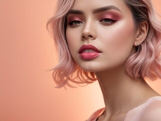 An ethereal woman look with pastel eyeshadows and a glossy, sheer lips