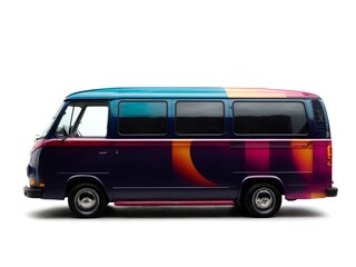 a colorful minibus, perfect for a travel or tour 