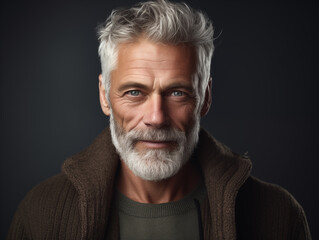 Obraz premium Middle-aged man in studio, looking into the camera, good looking man, strong, eye contact