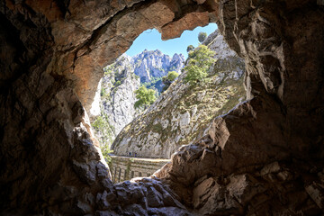 Route of the Cares located between the province of Leon and Asturias, in the Picos de Europa national park. In Asturias, Spain.