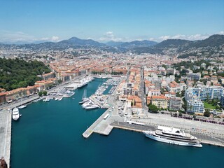 Obraz premium Nice harbour France drone,aerial