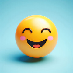 Fototapeta premium Icon smile emoji. Realistic yellow glossy 3d emotions face.