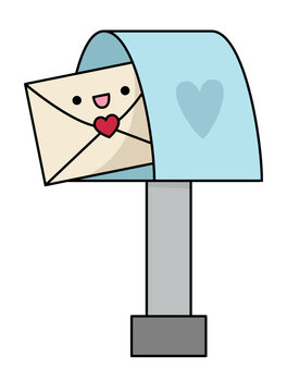 cute letter in blue mailbox clip art preview