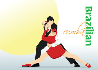 Fototapeta na wymiar Brazilian rumba dancers. 3d vector color illustration