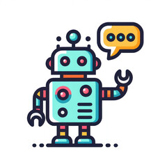 Fototapeta premium Robot icon thinking with speech bubble on a white background