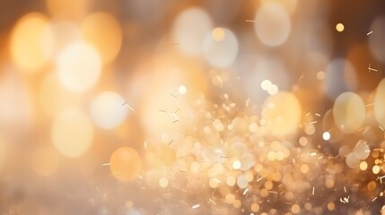 Festive glittering bokeh background with golden and blue hues, ideal for holiday season graphics