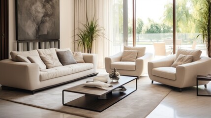 Beige Sofa in Living Room Photography
