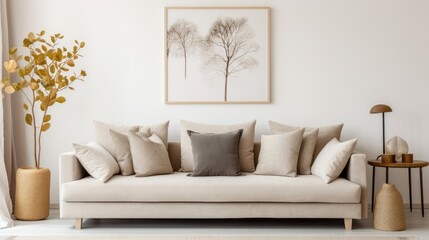 Comfortable Living Room with Beige Theme Photography