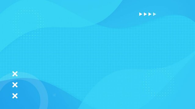 4k light blue turquoise animated fluid background. Geometric shapes arrows dots liquid morphic. Minimal funny style. Square line notebook pattern. Back to school blank animation. Seamless loop banner