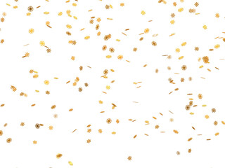 Realistic Golden Confetti and serpentine explosion For The Festival Party Ribbon Blast Carnival Elements Or Birthday Celebration
