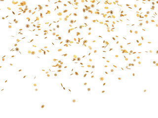 Realistic Golden Confetti and serpentine explosion For The Festival Party Ribbon Blast Carnival Elements Or Birthday Celebration
