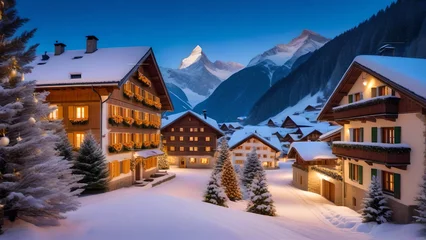 Foto auf Acrylglas Alpen small village in the swiss alps in winter