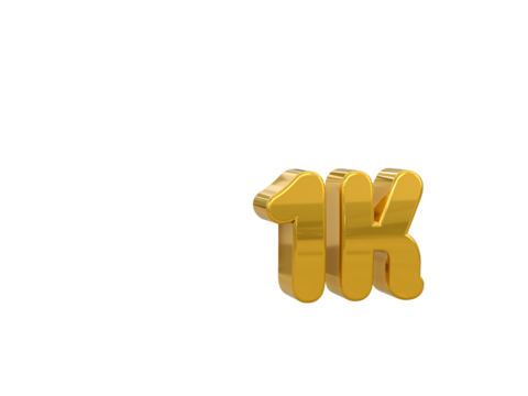 1k followers 3d number tag for follower sale promotion concept by 3d render