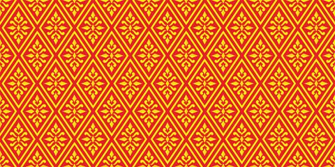 Ethnic vector seamless pattern in red and gold colors for wallpaper and fabric