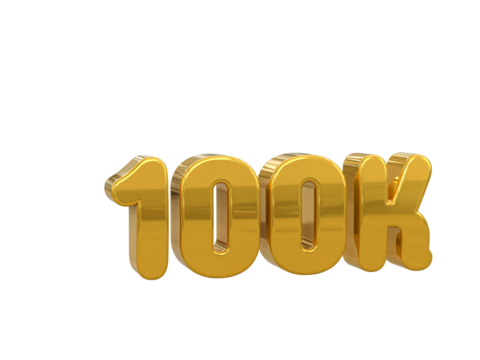 100k followers 3d number tag for follower sale promotion concept by 3d render