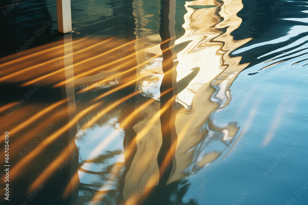 Fototapete An ethereal photograph capturing the abstract interplay of light and shadow on a reflective surface, where ephemeral patterns create a mesmerizing visual experience.