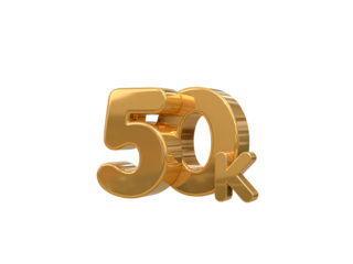 50k followers 3d number tag for follower sale promotion concept by 3d render