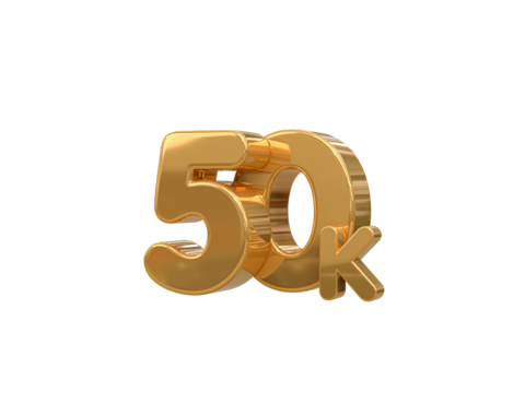 50k followers 3d number tag for follower sale promotion concept by 3d render