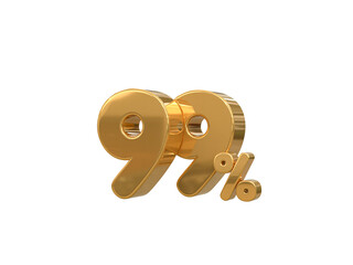 3d rendering of golden 99 percent discount Number for your unique selling poster banner ads Party or birthday design