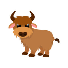 Cute baby yak cartoon vector