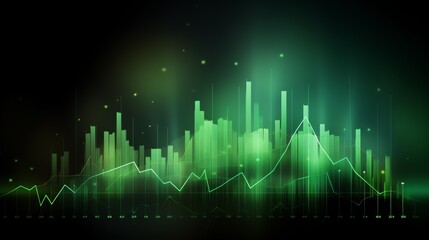 a green graph with lines and dots - obrazy, fototapety, plakaty