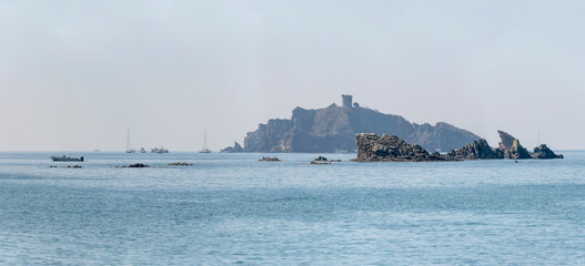 Fototapeta na wymiar Porcelli and Sparviero cliffs, Punta Ala, Italy