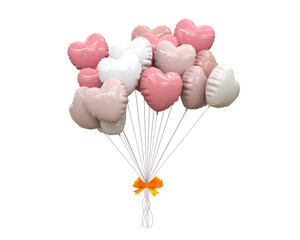 Helium balloons in soft pastel colours valentine's day wedding and birthday balloon 3d rendering