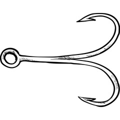 fishing hook handdrawn illustration