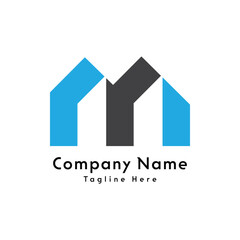 M letter home shape creative logo design icon