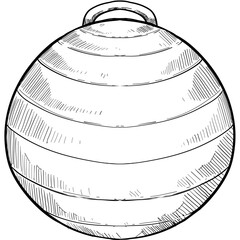yoga ball handdrawn illustration